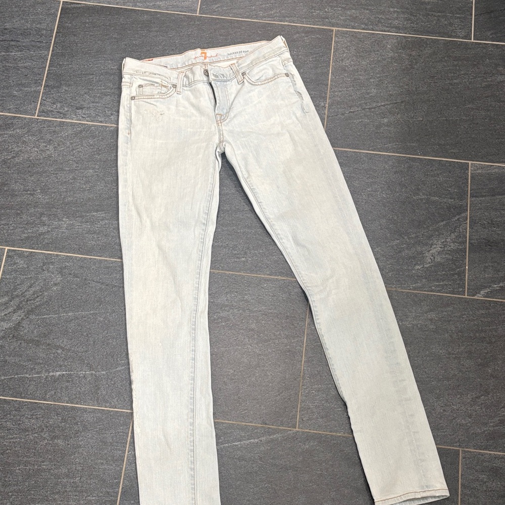 7 For All Mankind Soft Gray Skinny Jeans